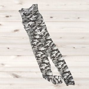 Sleeveless Camo Romper. J for Justify. Shades of Grey. Flattering & comfortable.